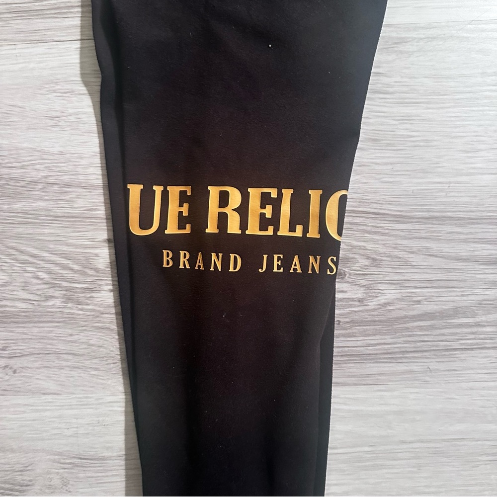 True Religion Women’s Black Leggings with Gold Logo - Size XL - Picture 5 of 7